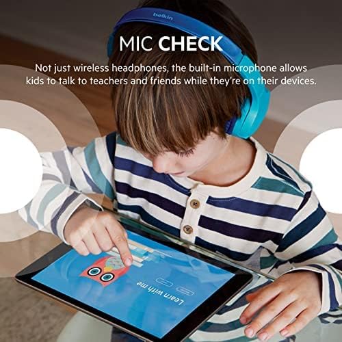 Belkin SoundForm Mini Kids On-Ear Wireless Headphones - Blue, BKN-AUD002BTBL Belkin SoundForm Mini Kids On-Ear Wireless Headphones - Blue, BKN-AUD002BTBL
